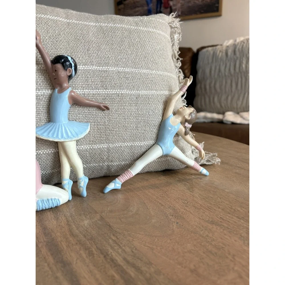 Vintage Burwood Ballerina Wall Plaques Set of 4 Pink Blue Nursery Decor 1990s